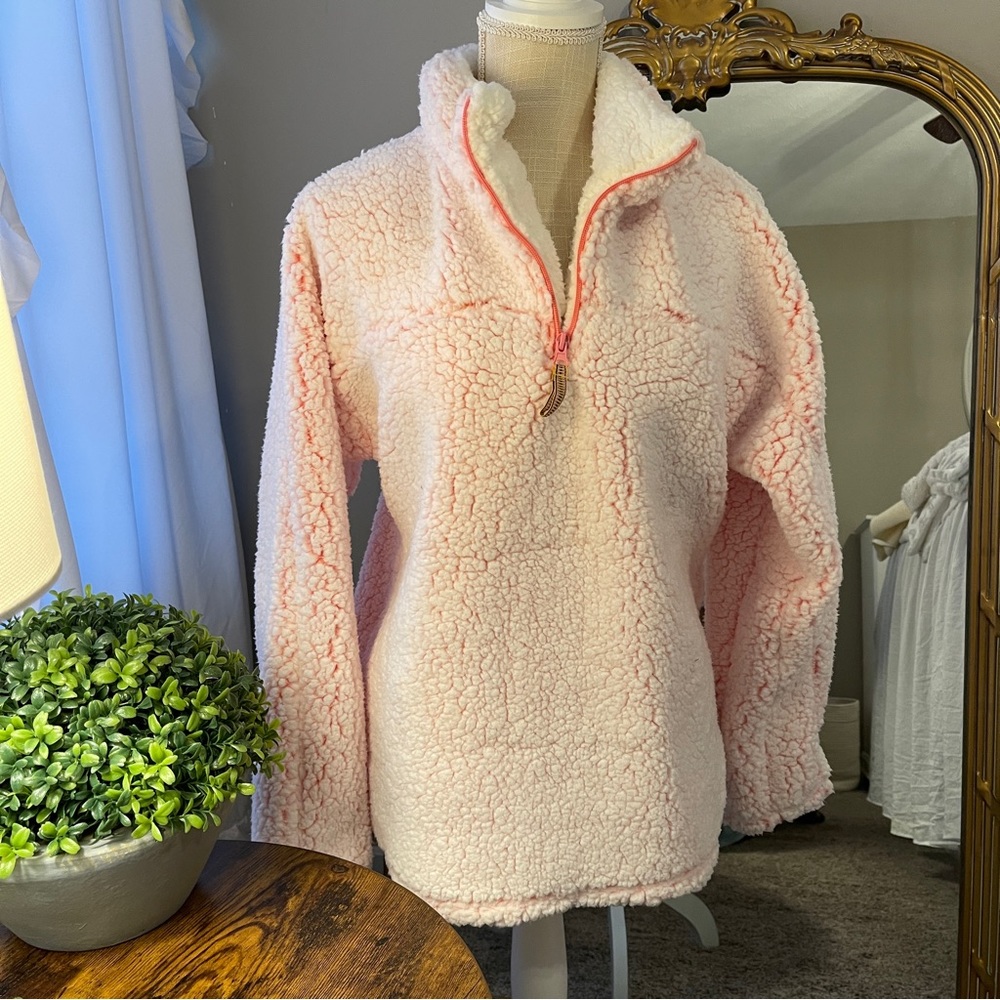 Pink fluffy quarter zip nwot